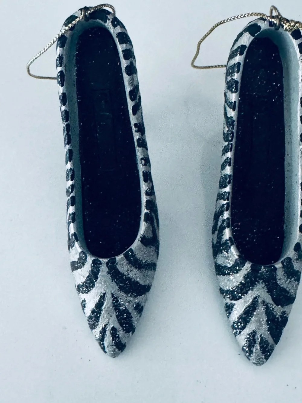 Silver & Black Glitter Zebra Pointed Pumps